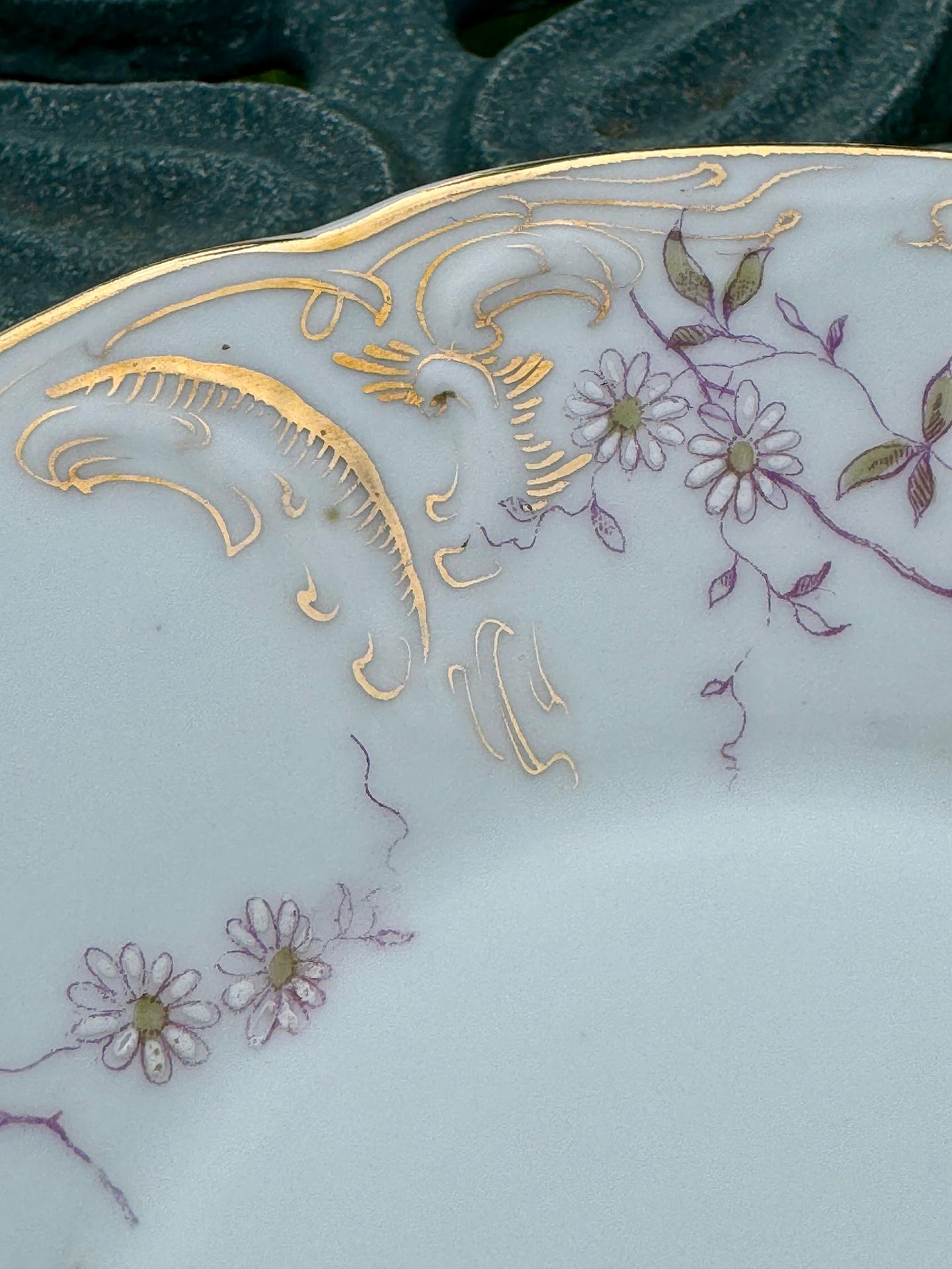Art Nouveau Cup Saucer Hand Painted Gold Purple White Porcelain by Rosenthal 4