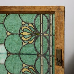 Vitrail incurvé et fenêtre en bronze Art Nouveau, attribué à Tiffany