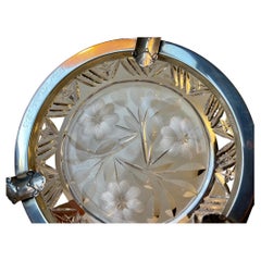 Art Nouveau Cut Crystal & Silver Ashtray, Copenhagen 1920s