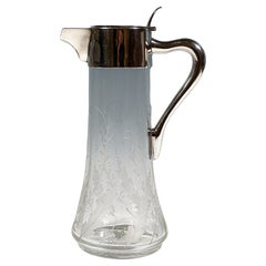 Art Nouveau Cut Glass Carafe With Silver Mount, by Robert Macher, Vienna 1900