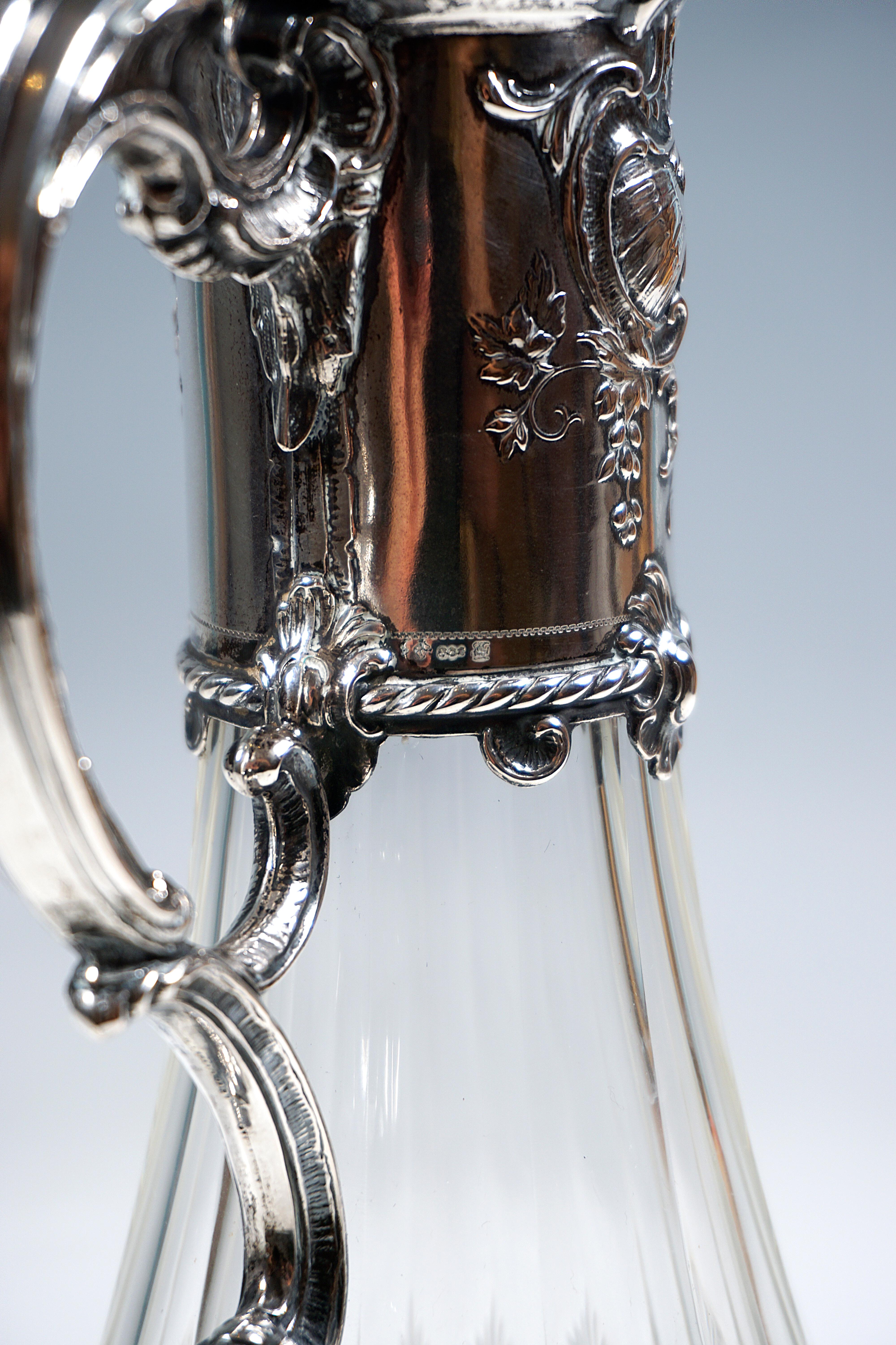 Early 20th Century Art Nouveau Cut Glass Carafe with Silver Mount, Germany, Around 1900 For Sale
