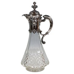 Used Art Nouveau Cut Glass Carafe with Silver Mount, Germany, Around 1900
