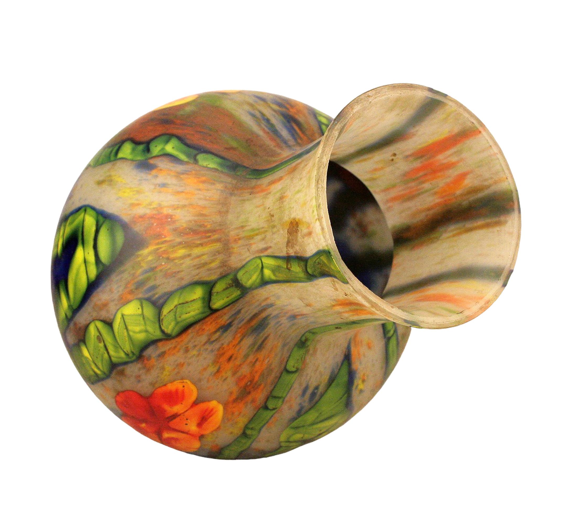 Moulage Vase à fleurs en grande marqueterie de Bohème Art Nouveau tchèque par Kralik Glassworks en vente