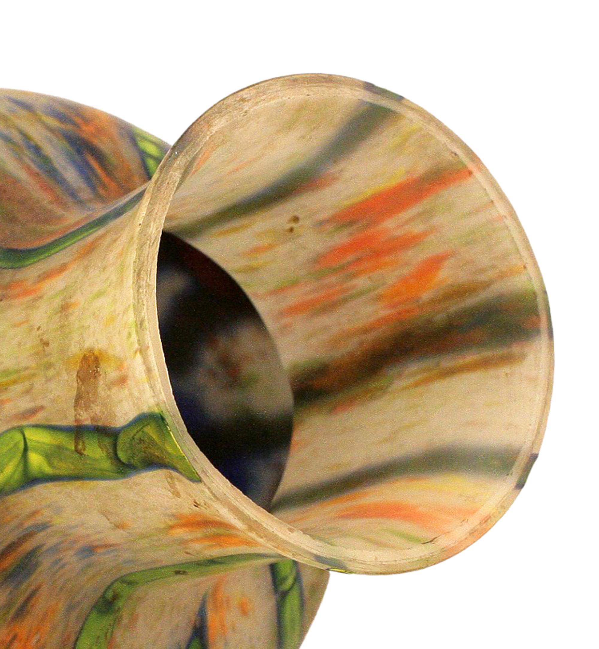 Verre brun Vase à fleurs en grande marqueterie de Bohème Art Nouveau tchèque par Kralik Glassworks en vente