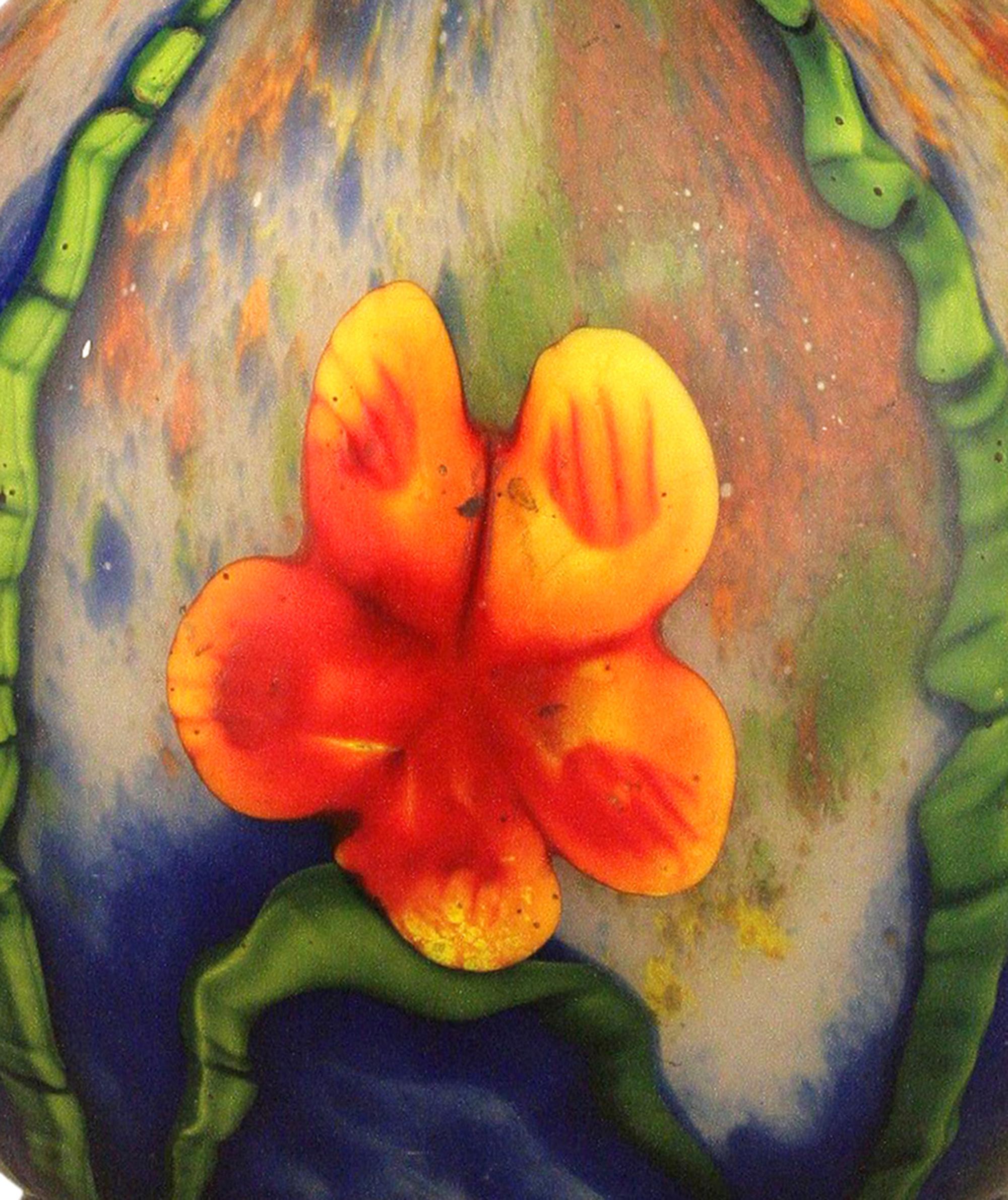 Vase à fleurs en grande marqueterie de Bohème Art Nouveau tchèque par Kralik Glassworks en vente 2