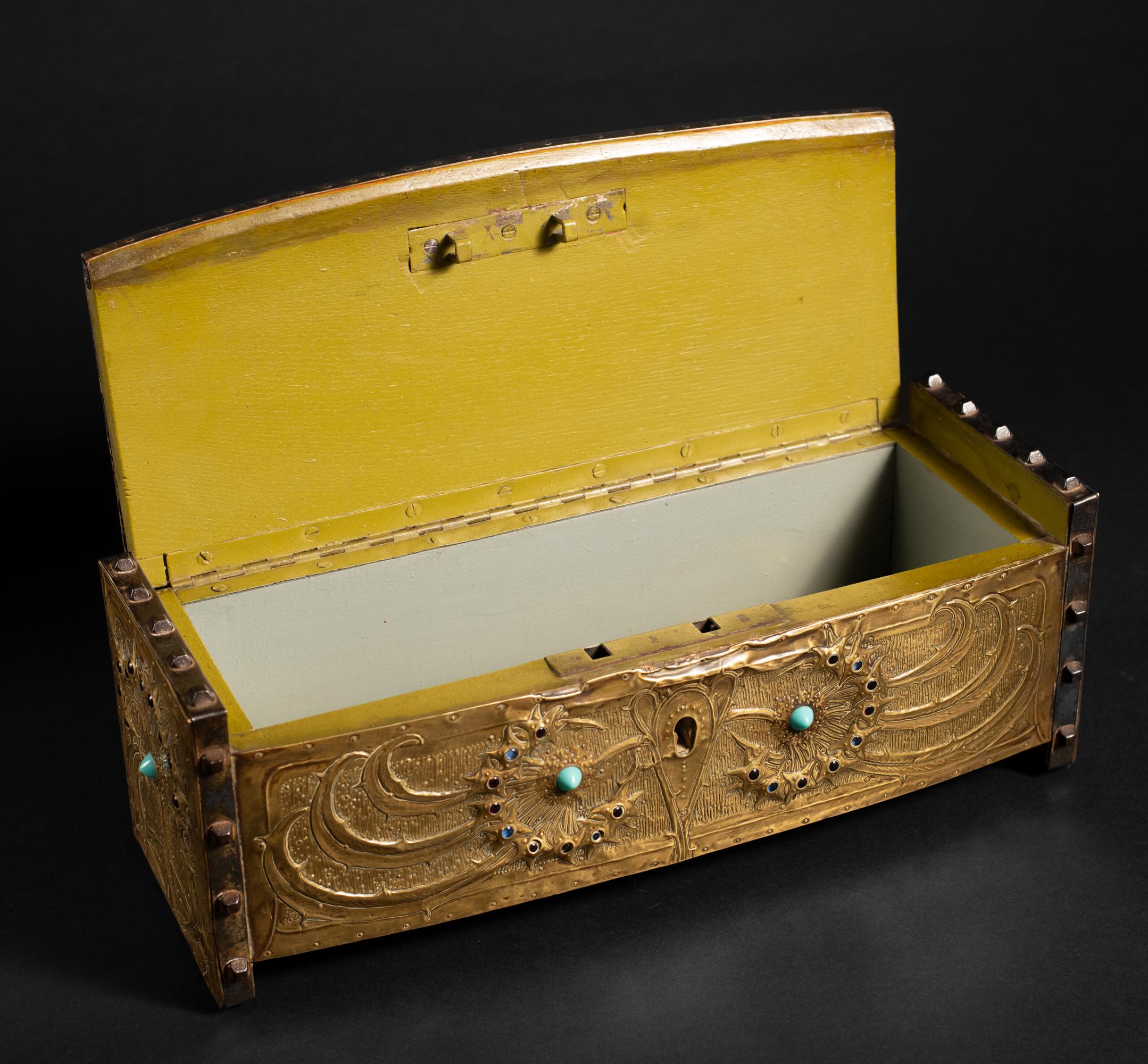 Art Nouveau Dandelion Repoussé Box by Alfred Daguet For Sale 4