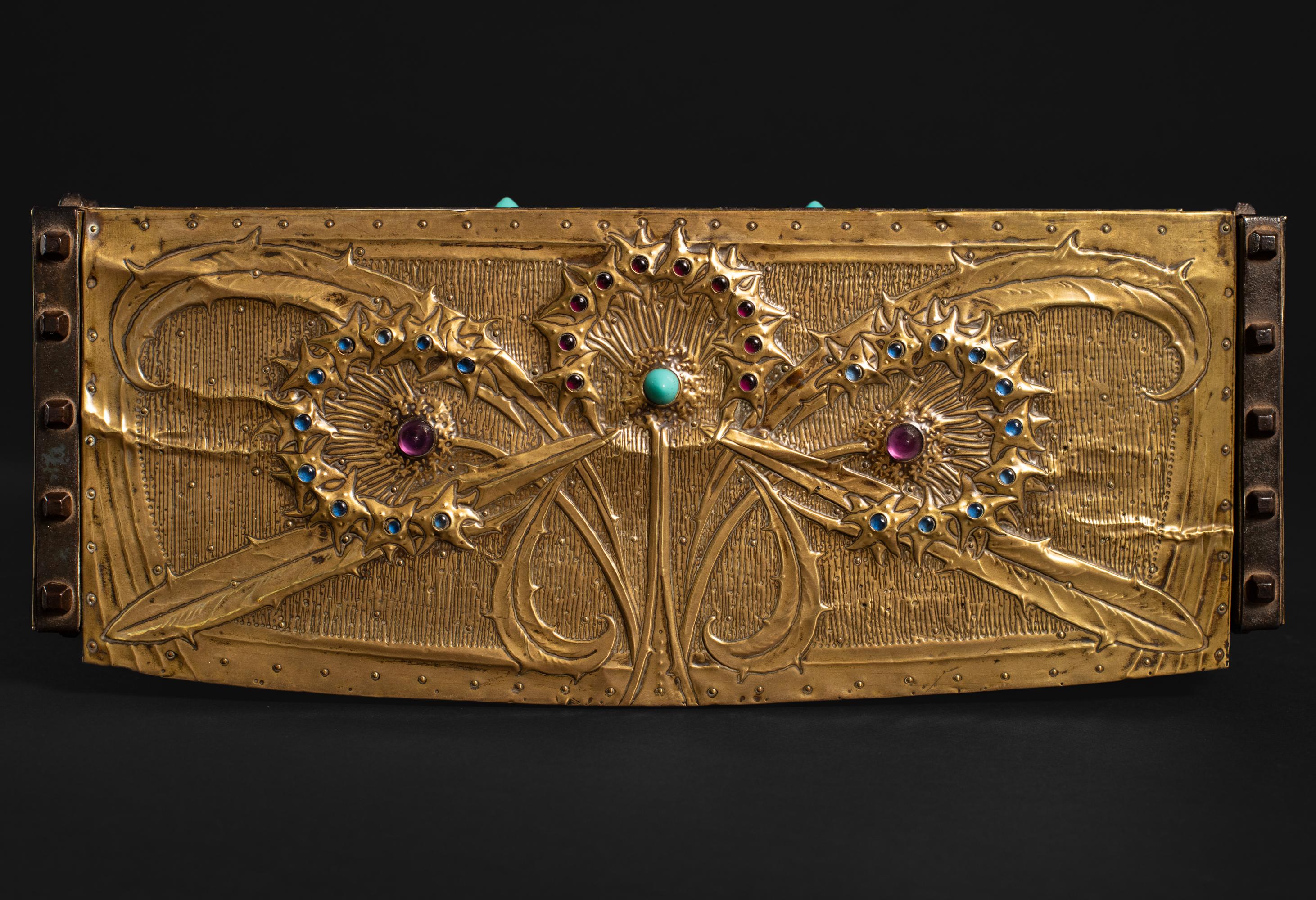 French Art Nouveau Dandelion Repoussé Box by Alfred Daguet For Sale