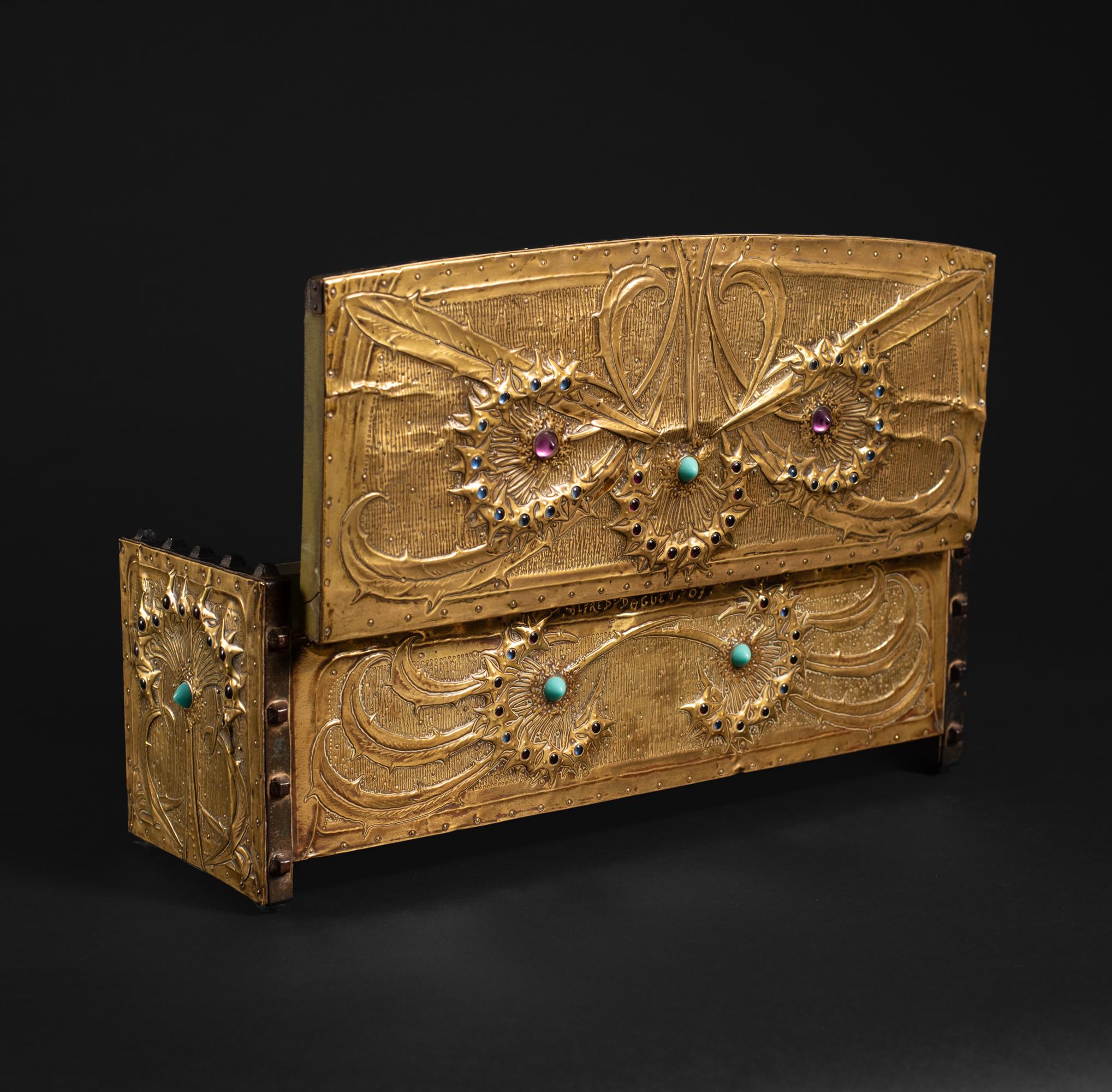 Art Nouveau Dandelion Repoussé Box by Alfred Daguet For Sale 1