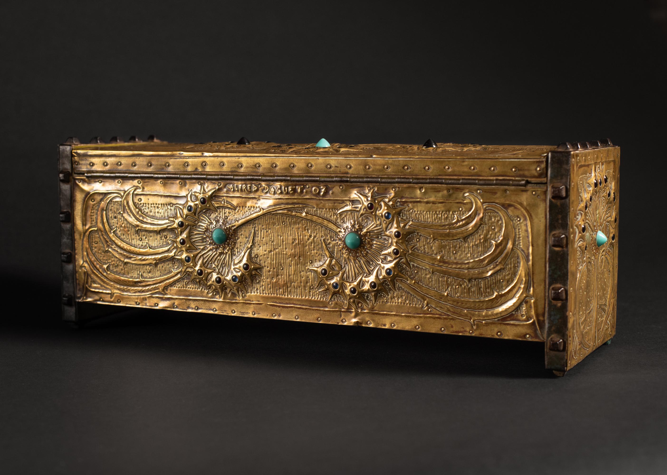 Art Nouveau Dandelion Repoussé Box by Alfred Daguet For Sale 2
