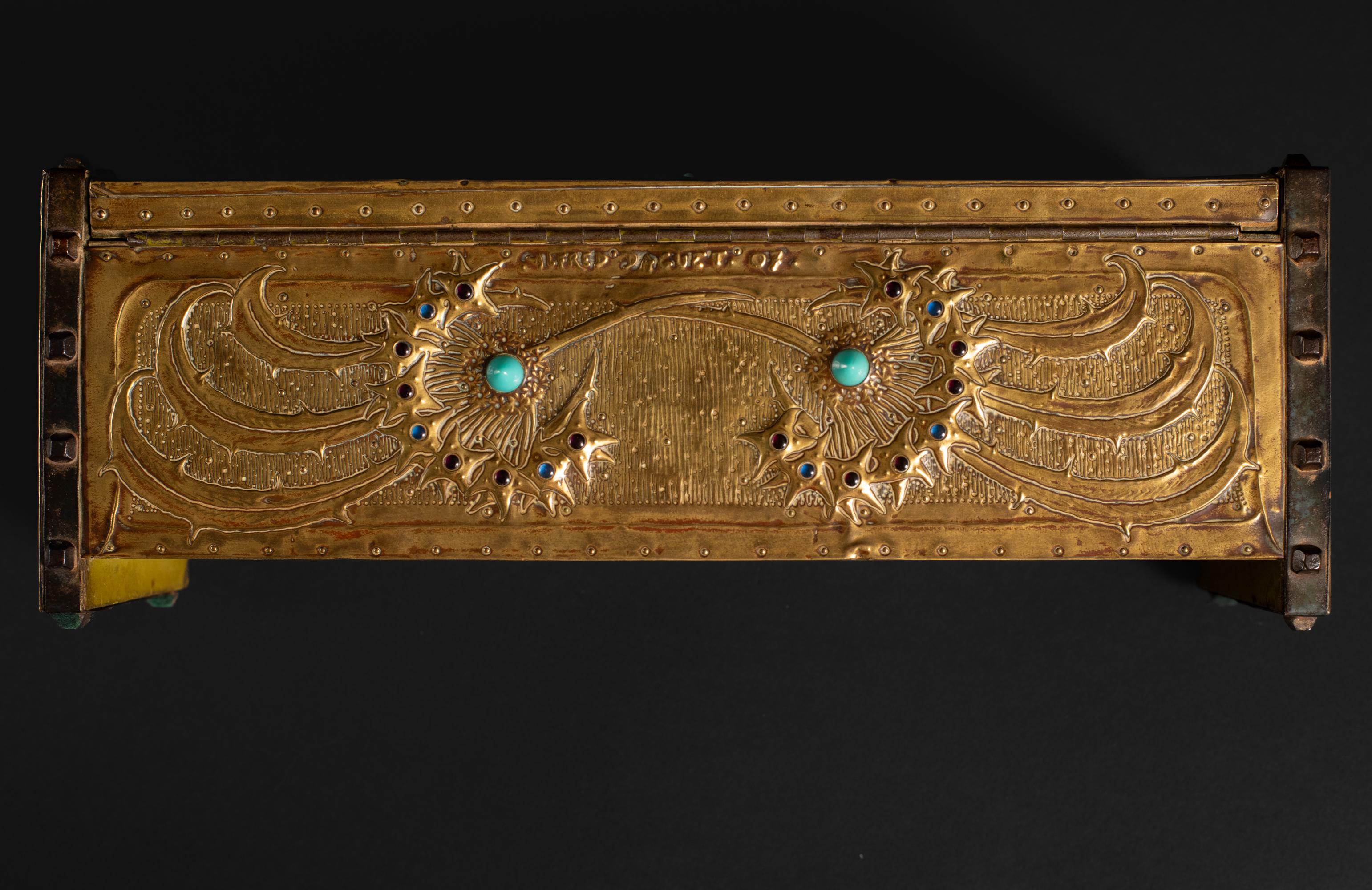 Art Nouveau Dandelion Repoussé Box by Alfred Daguet For Sale 3