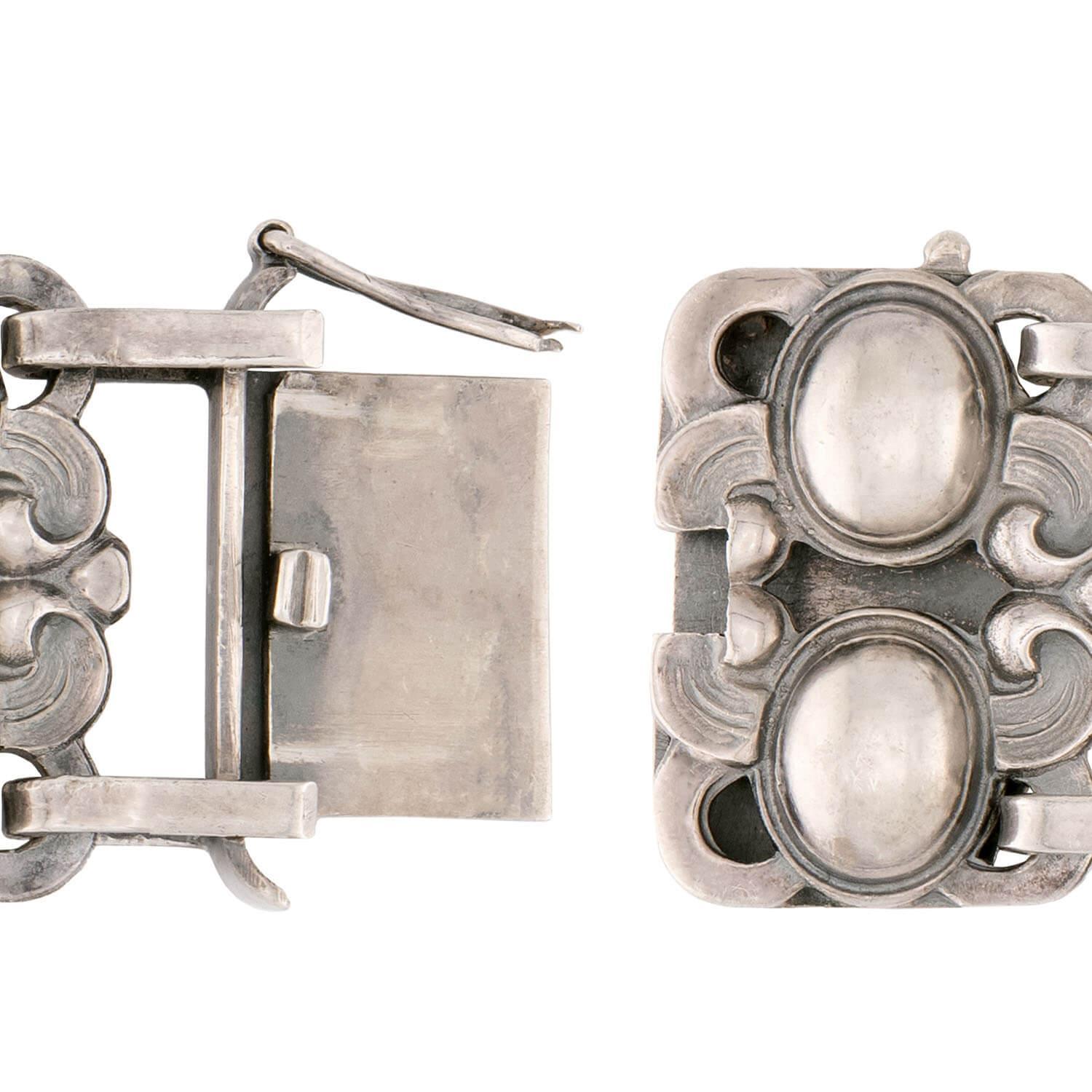 Bracciale Art Nouveau danese in argento sterling con motivo a scorrimento A Link in vendita 1