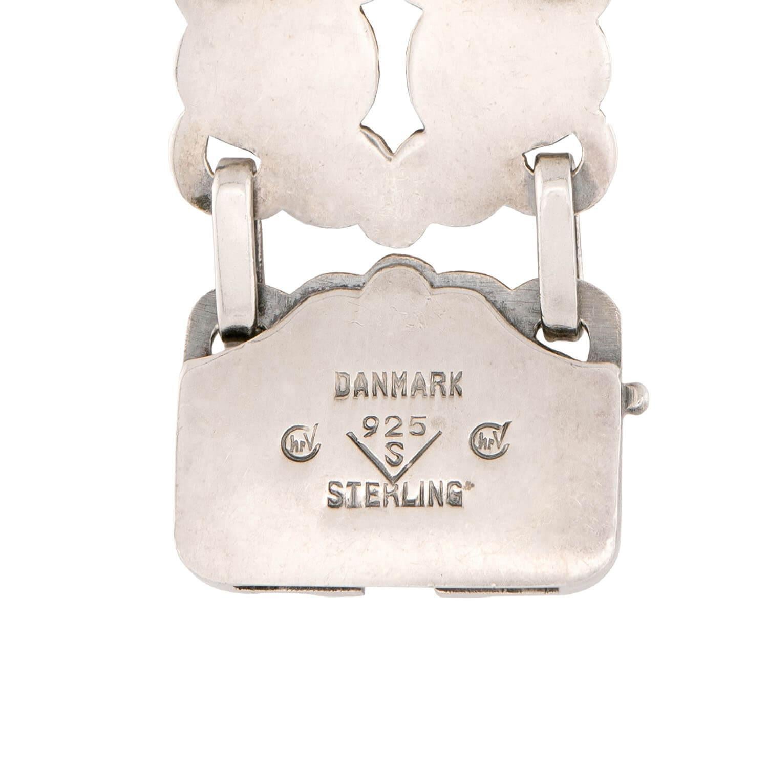 Bracciale Art Nouveau danese in argento sterling con motivo a scorrimento A Link in vendita 2