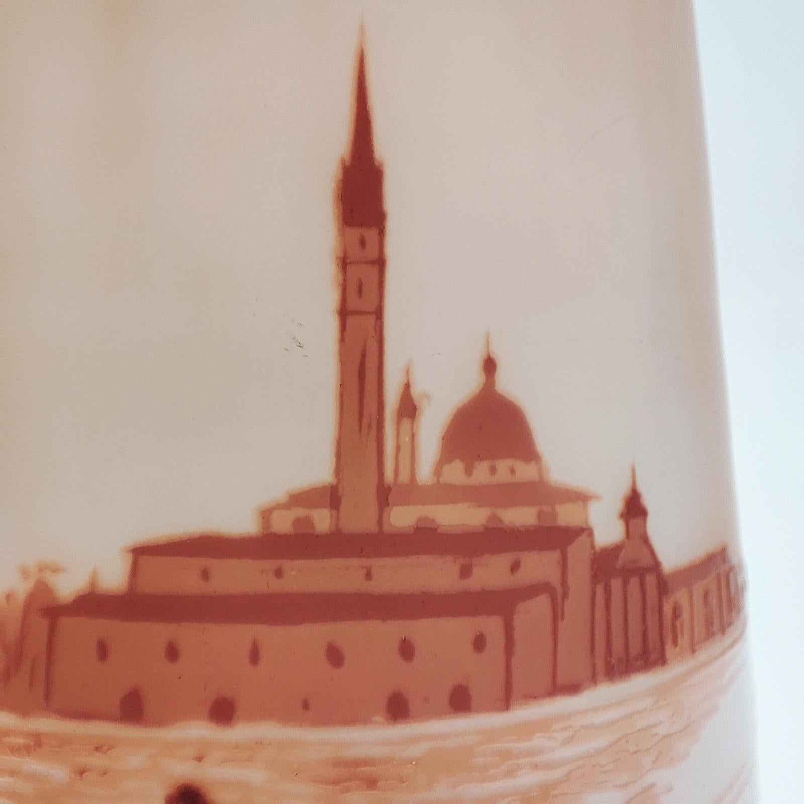 Art Glass Art Nouveau D'Argental Cameo Glass Vase with Venice Landscape For Sale