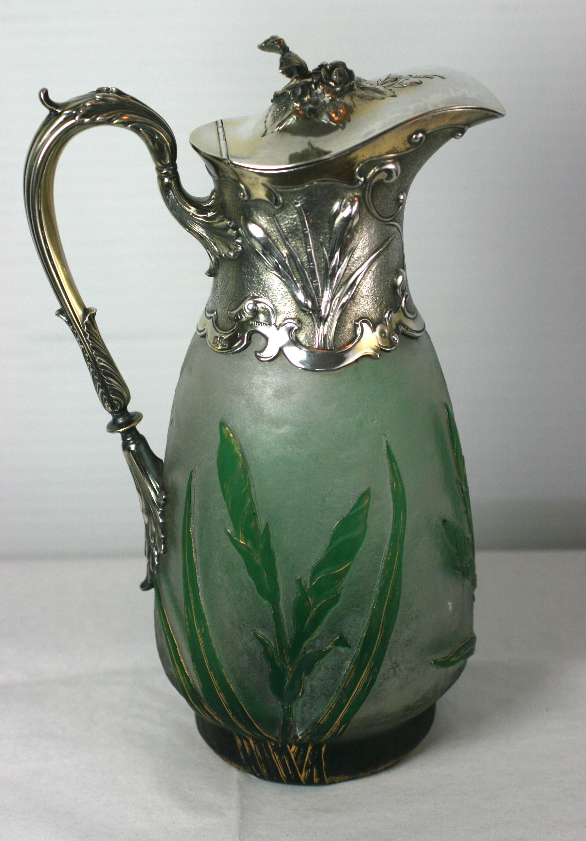 Art Nouveau Daum Claret con Monturas de Esterlina Gorham Estadounidense en venta