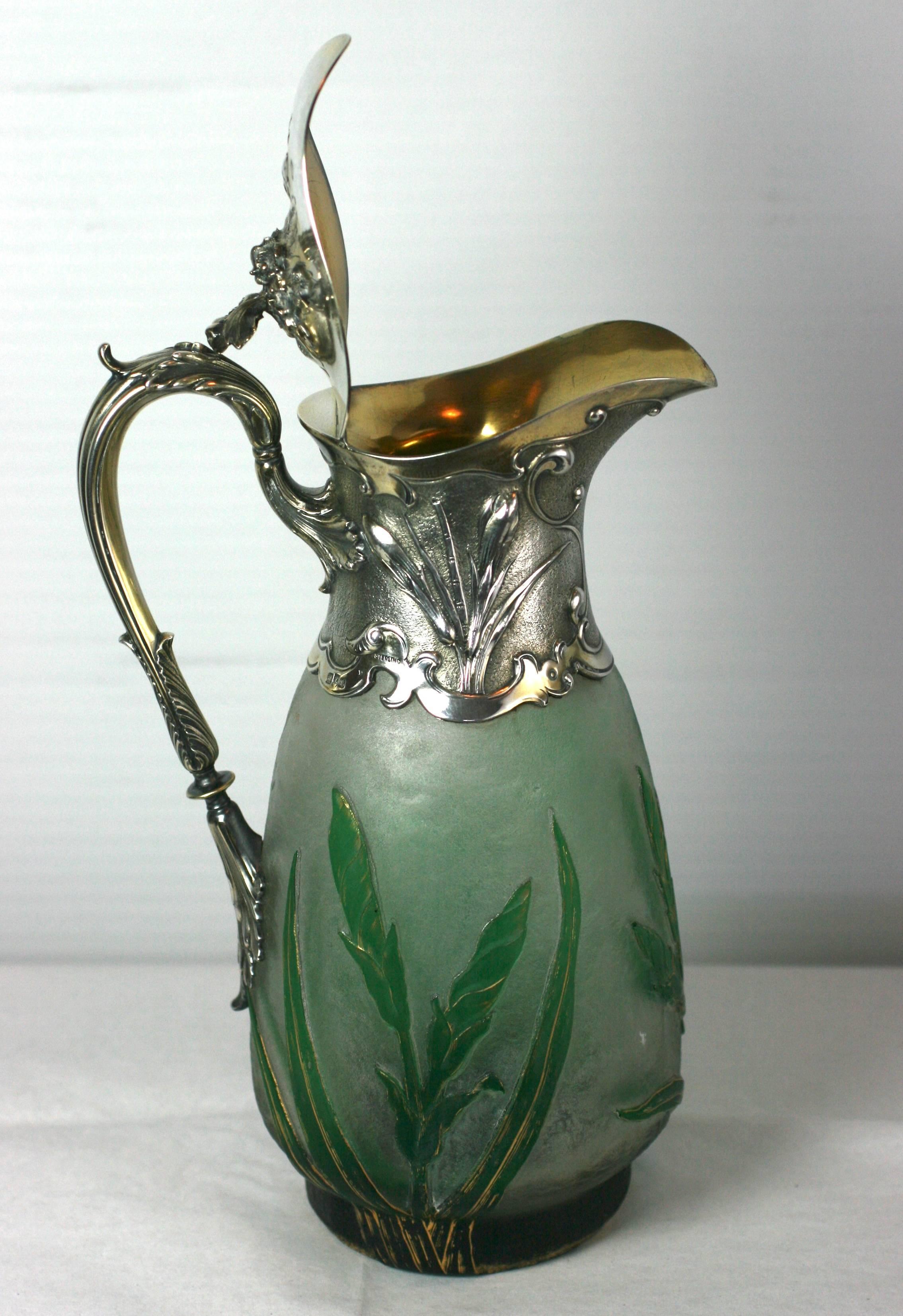 Art Nouveau Daum Claret with Gorham Sterling Mounts In Excellent Condition For Sale In Riverdale, NY