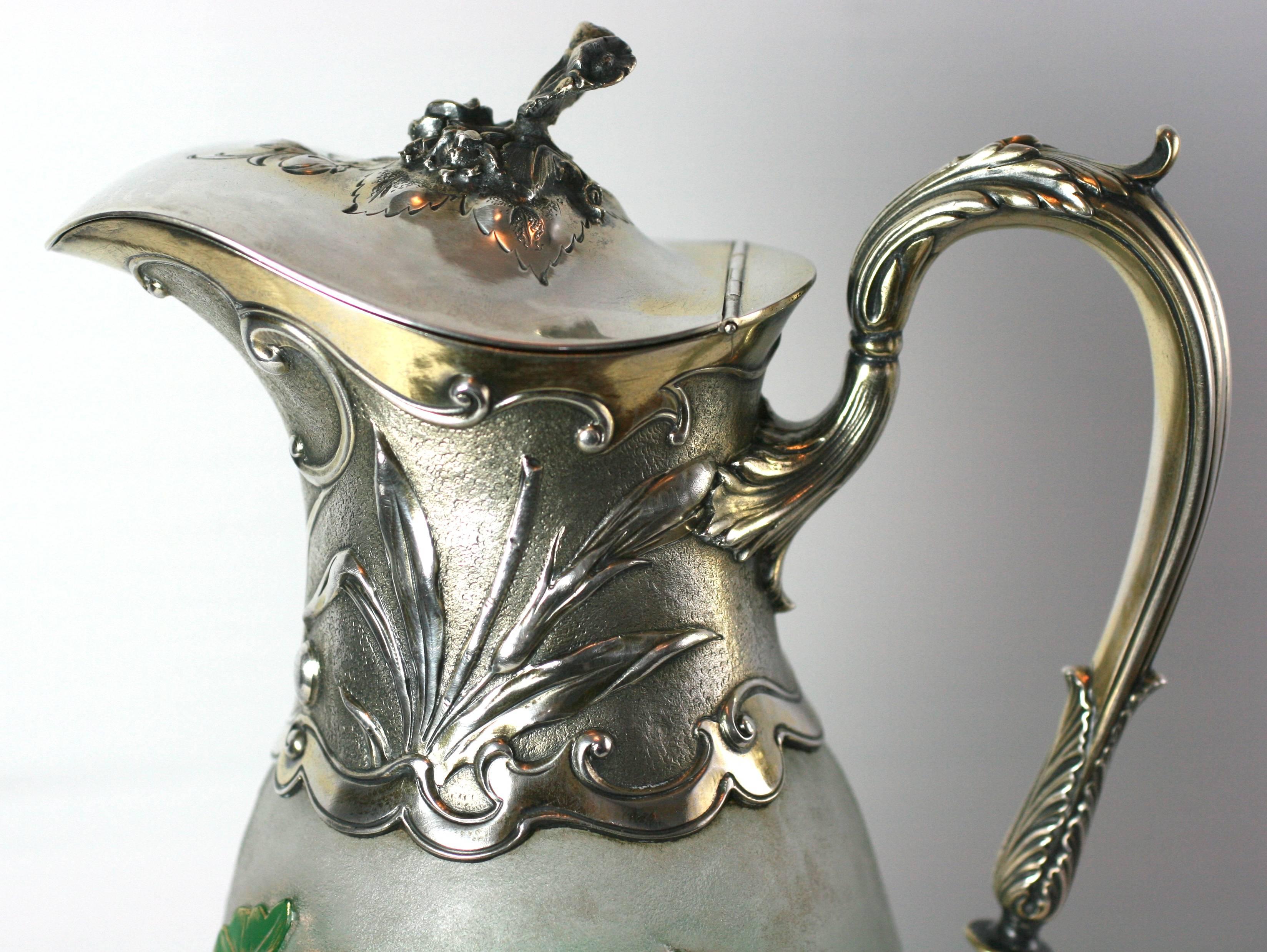 Art Nouveau Daum Claret with Gorham Sterling Mounts For Sale 1