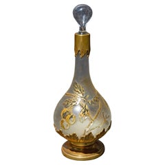 Bottiglia Art Nouveau Daum Nancy Acid Cut con montatura in bronzo Circa 1900