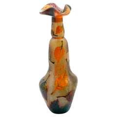 Art Nouveau Daum Nancy Acid Etched, Cameo & Enamel  Glass Vase