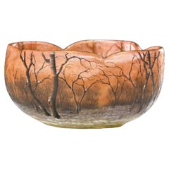 Art Nouveau Daum Nancy Cameo Glass Bowl, 'Paysage de Verre' - Winter Landscape