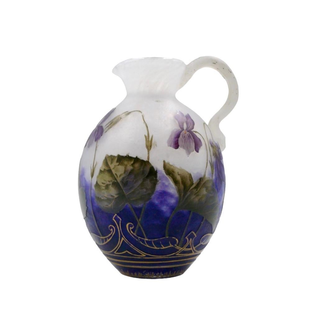Art nouveau Daum Nancy enameled Jug In Good Condition In Buenos Aires, Argentina