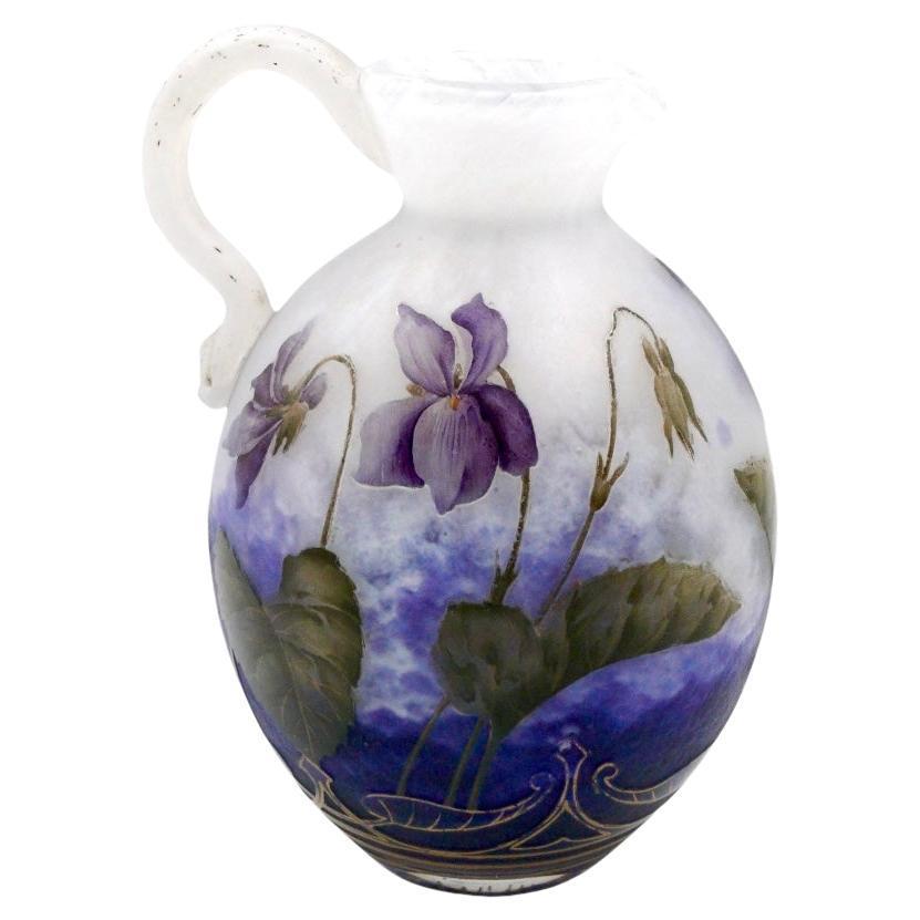 Art nouveau Daum Nancy enameled Jug