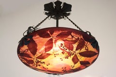 Art Nouveau Daum Nancy & Louis Majorelle Chandelier / Pendant Light Cameo Glass