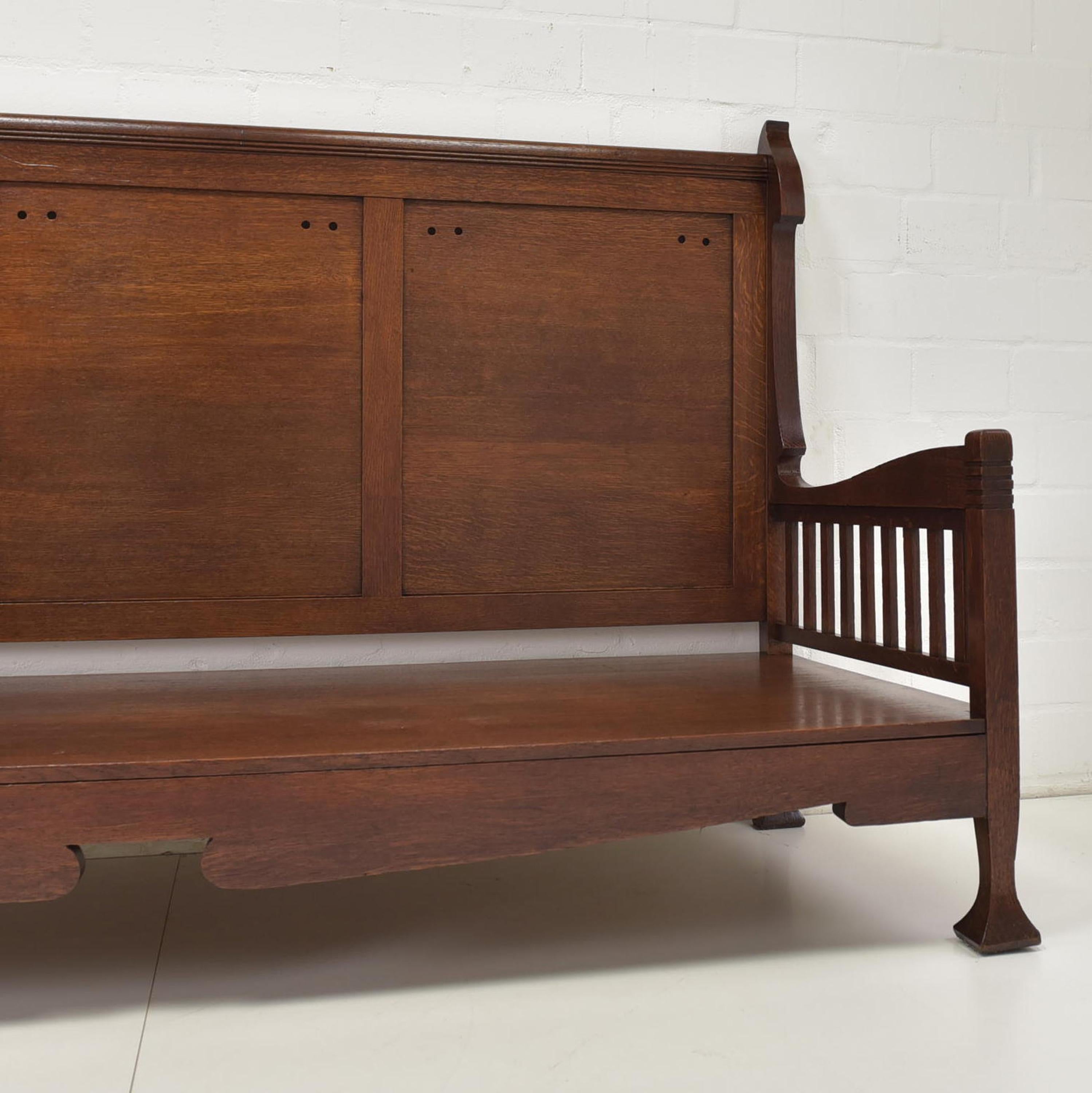 Art Nouveau Daybed in Solid Oak / Lounger Sofa, 1905 For Sale 3