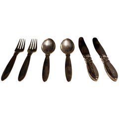 Art Nouveau Deco Georg Jensen Sterling Silver Cactus 2 Forks 2 Spoons 2 Knives