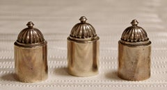 Art Nouveau Deco Georg Jensen Sterling Silver Set of 3 Salt Pepper Shakers 1940s