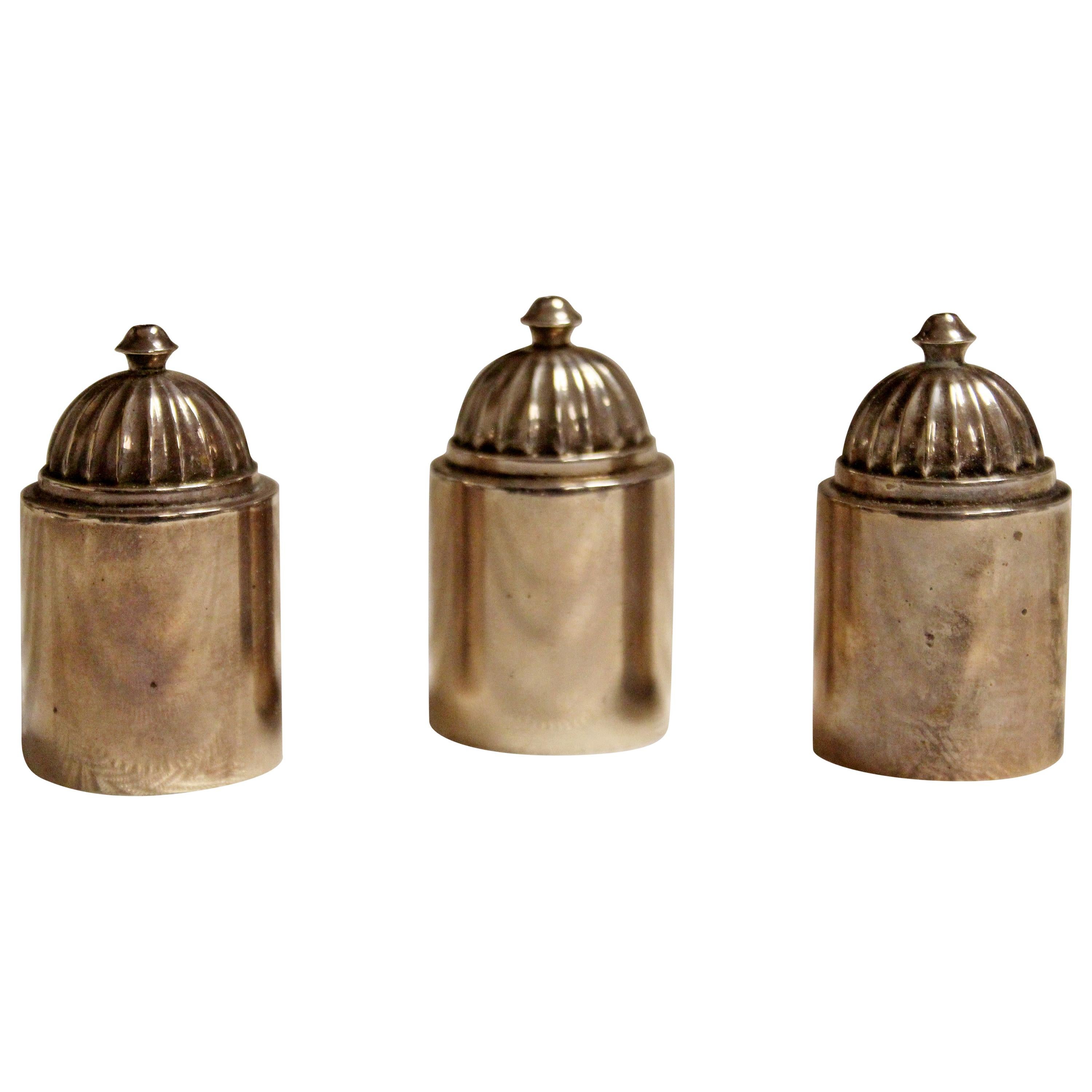 Art Nouveau Deco Georg Jensen Sterling Silver Set of 3 Salt Pepper Shakers 1940s