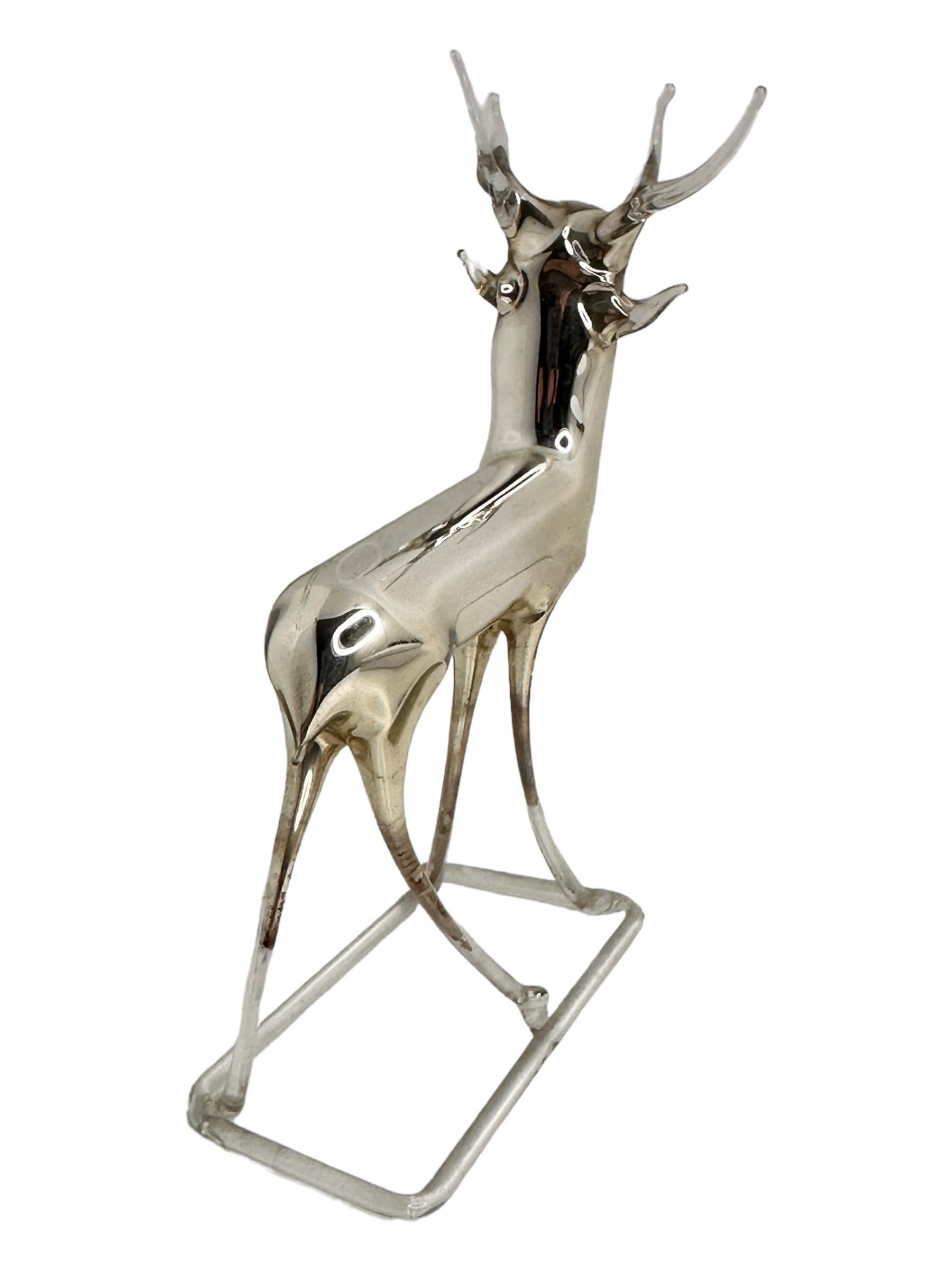 Art Nouveau Deer Bimini Style Lauscha Art Glass Sculpture Figure, 1910s In Good Condition For Sale In Nuernberg, DE