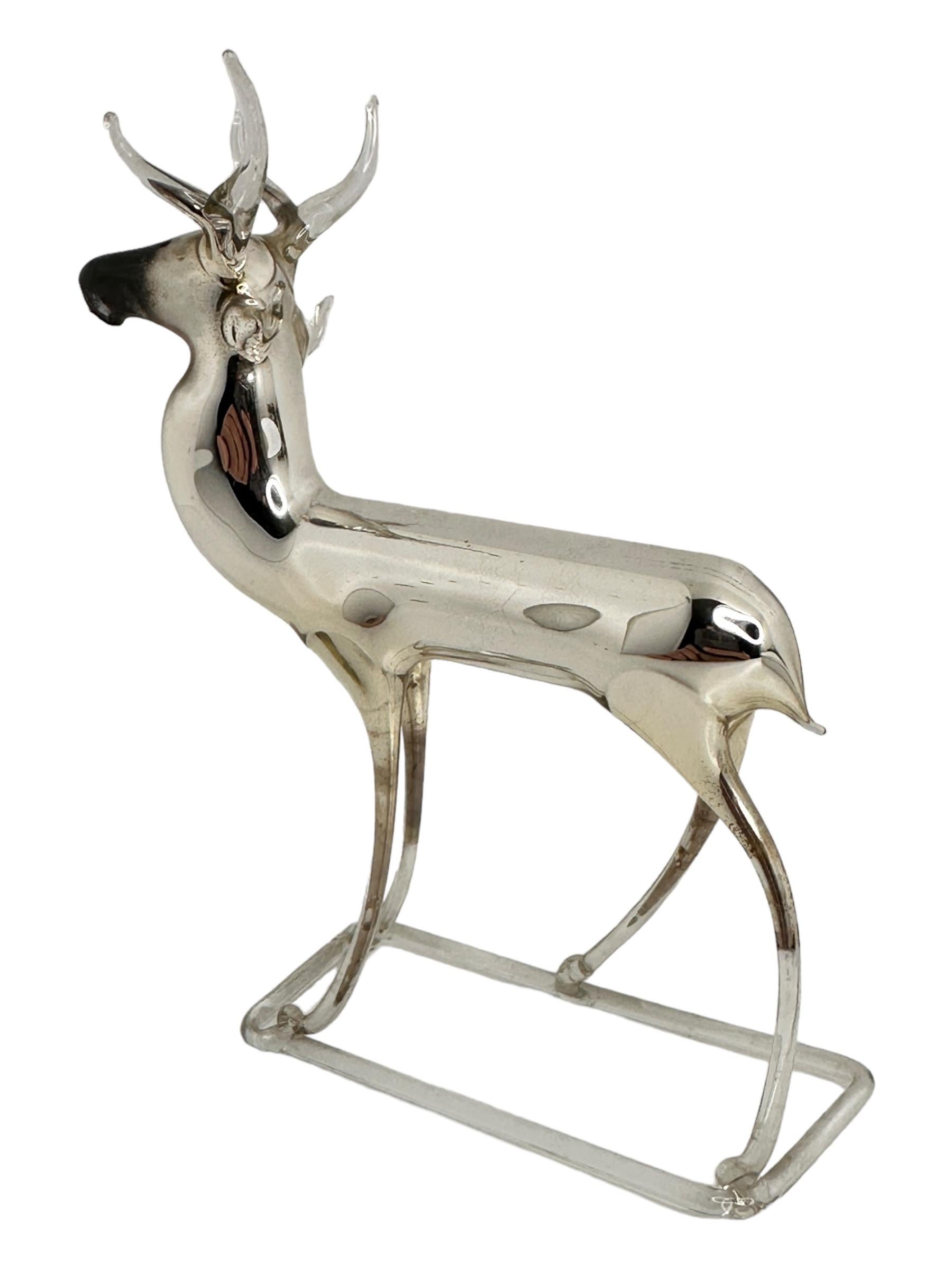 20th Century Art Nouveau Deer Bimini Style Lauscha Art Glass Sculpture Figure, 1910s For Sale