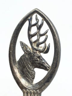 Art Nouveau Deer Stag Metal Wine Decanter Bottle Stopper and Cork, German