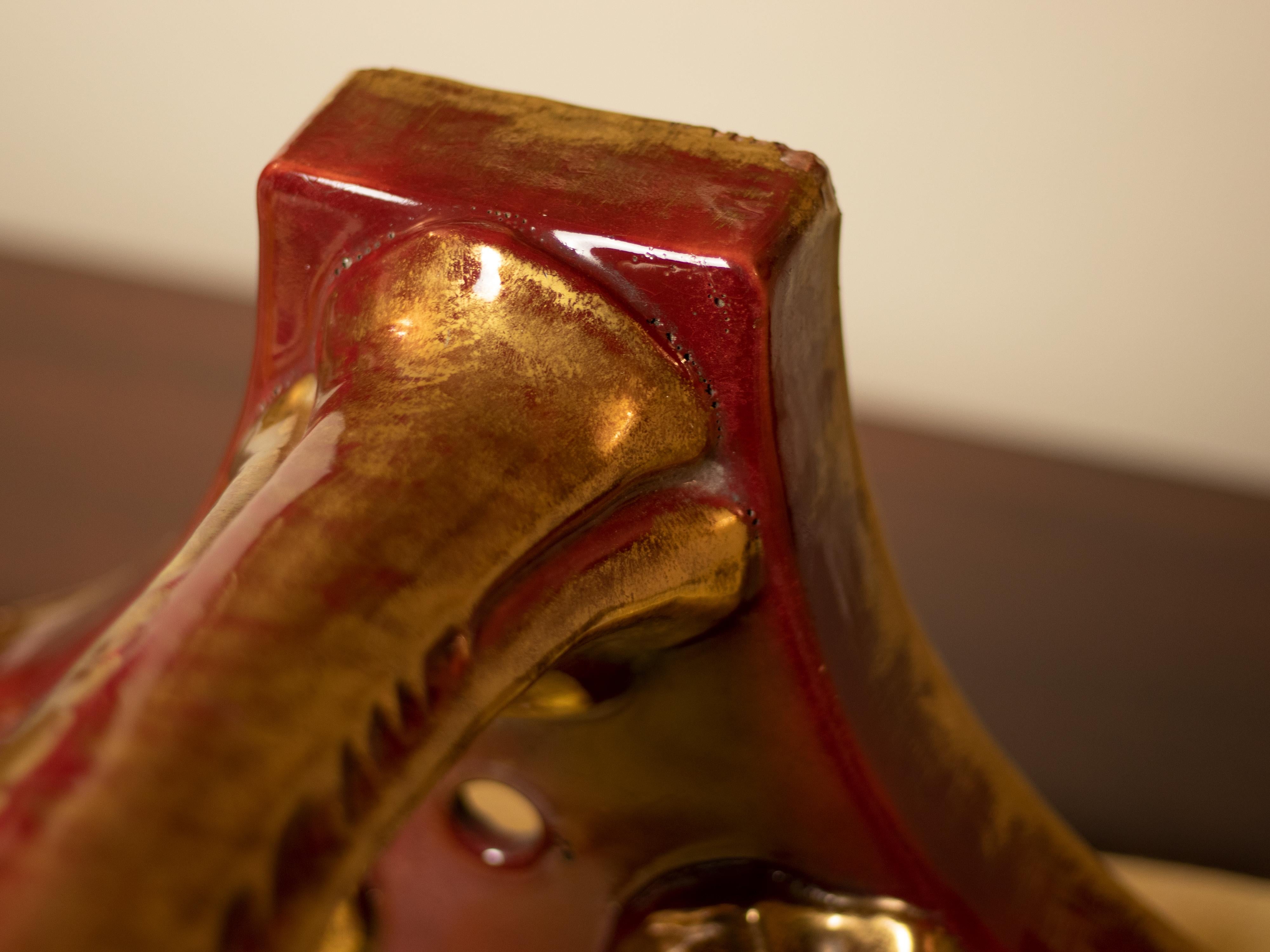 Majolica Jardinière in maiolica Art Nouveau Delphin Massier con piedistallo in vendita