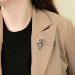 Art Nouveau Demantoid Garnet & Diamond Pendant Brooch 1890s