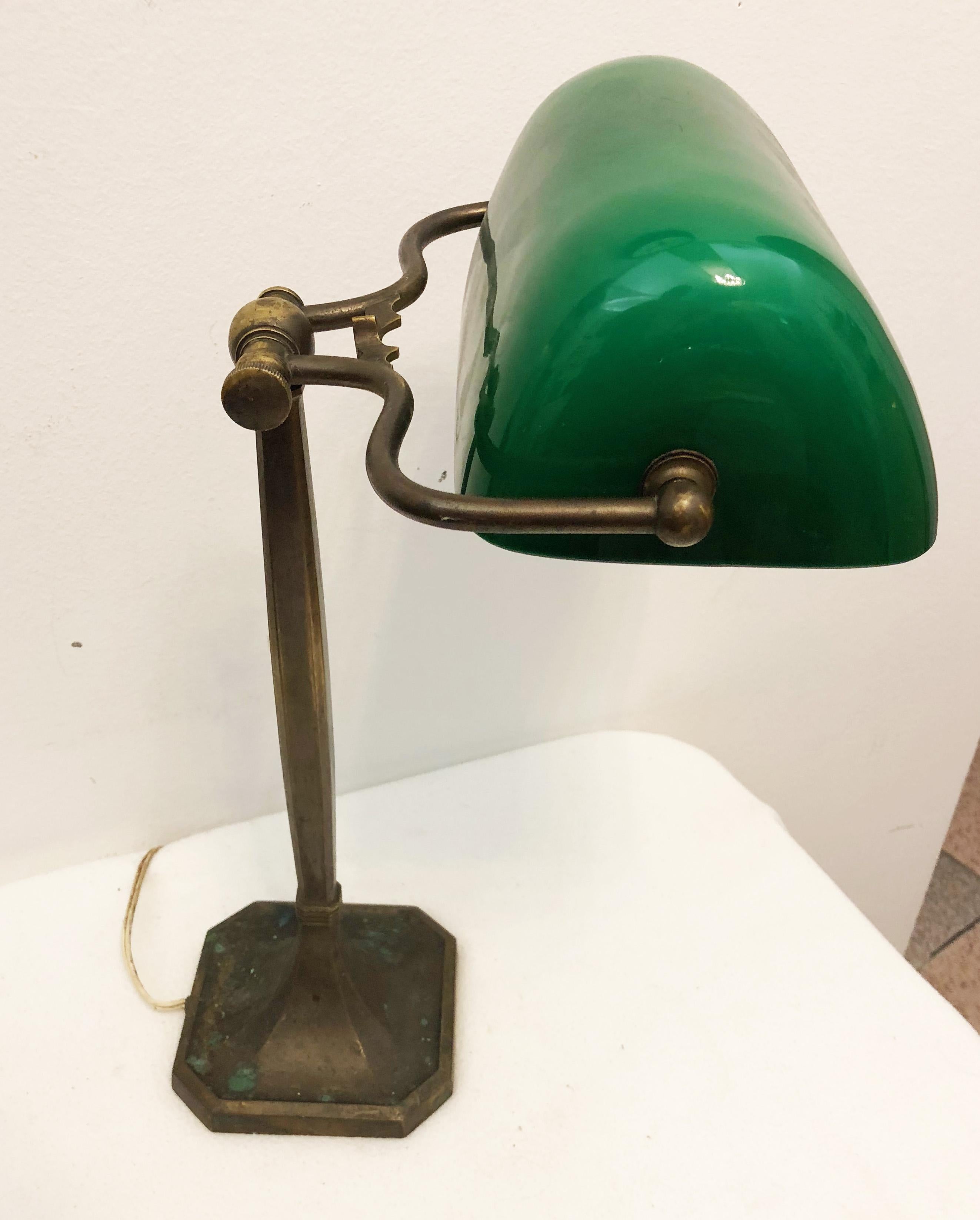 Brass Art Nouveau Desk Banker's Lamp