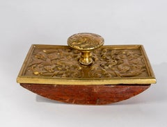 Art Nouveau Desk Blotter with Embossed Brass Decoration
