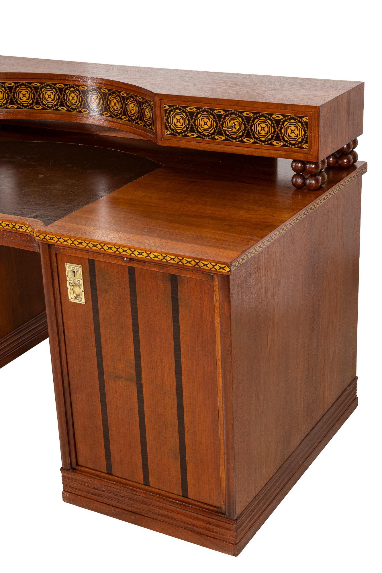 Jugendstil Art Nouveau desk by Matthias Feller manufactured by M. Ballin München ca. 1912 For Sale