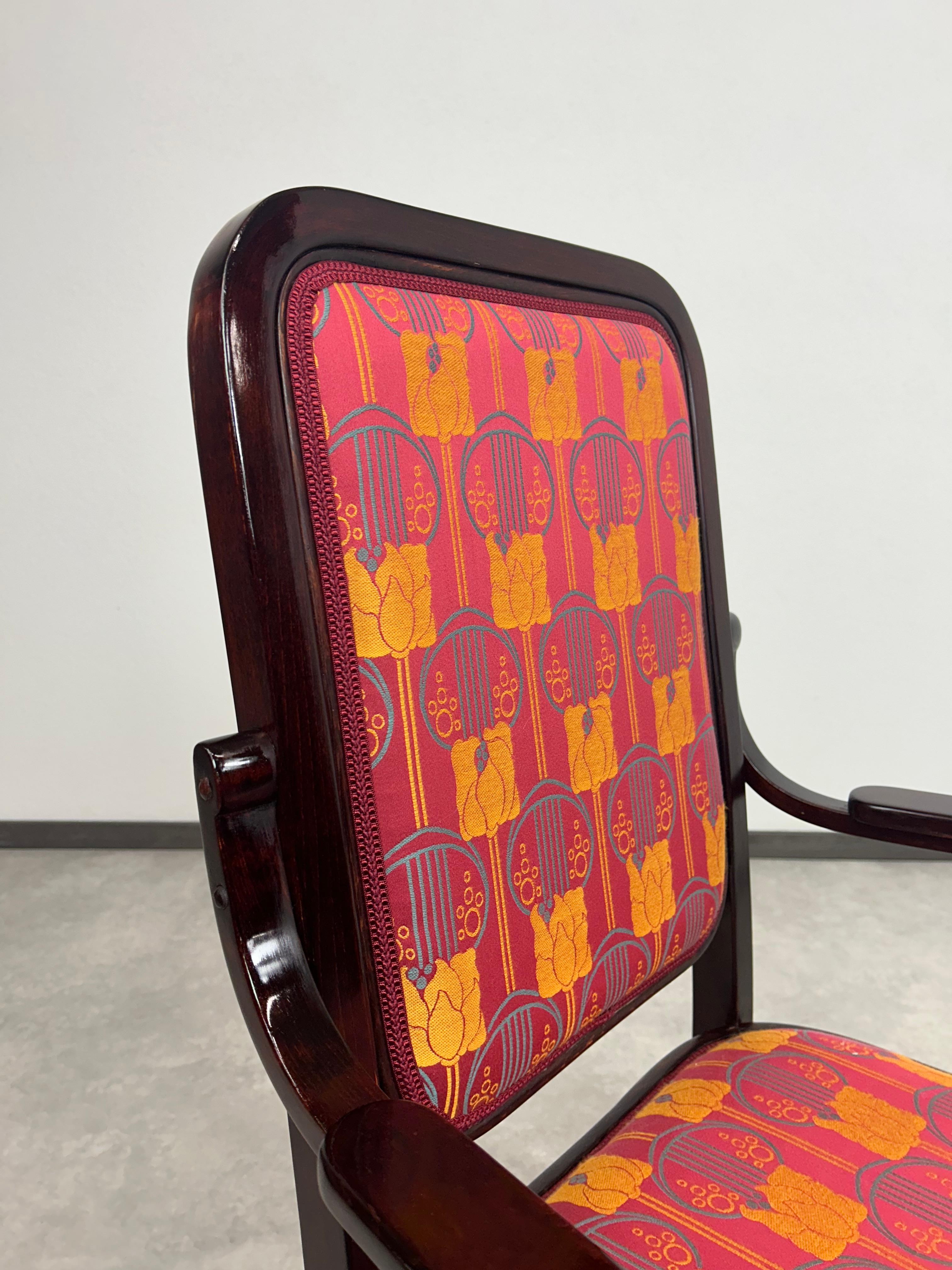 Fabric Art nouveau desk chair by Gustav Siegel for Thonet For Sale