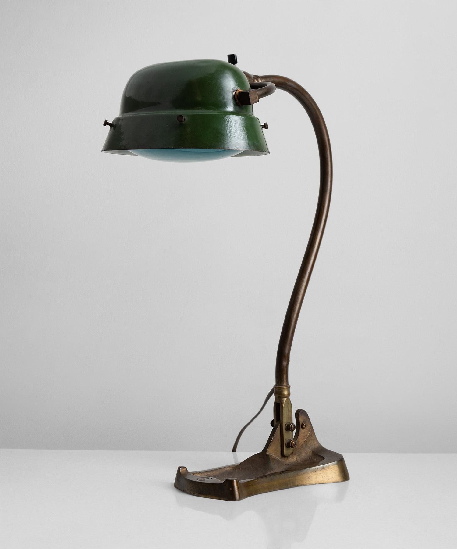 Enameled Art Nouveau Desk Lamp
