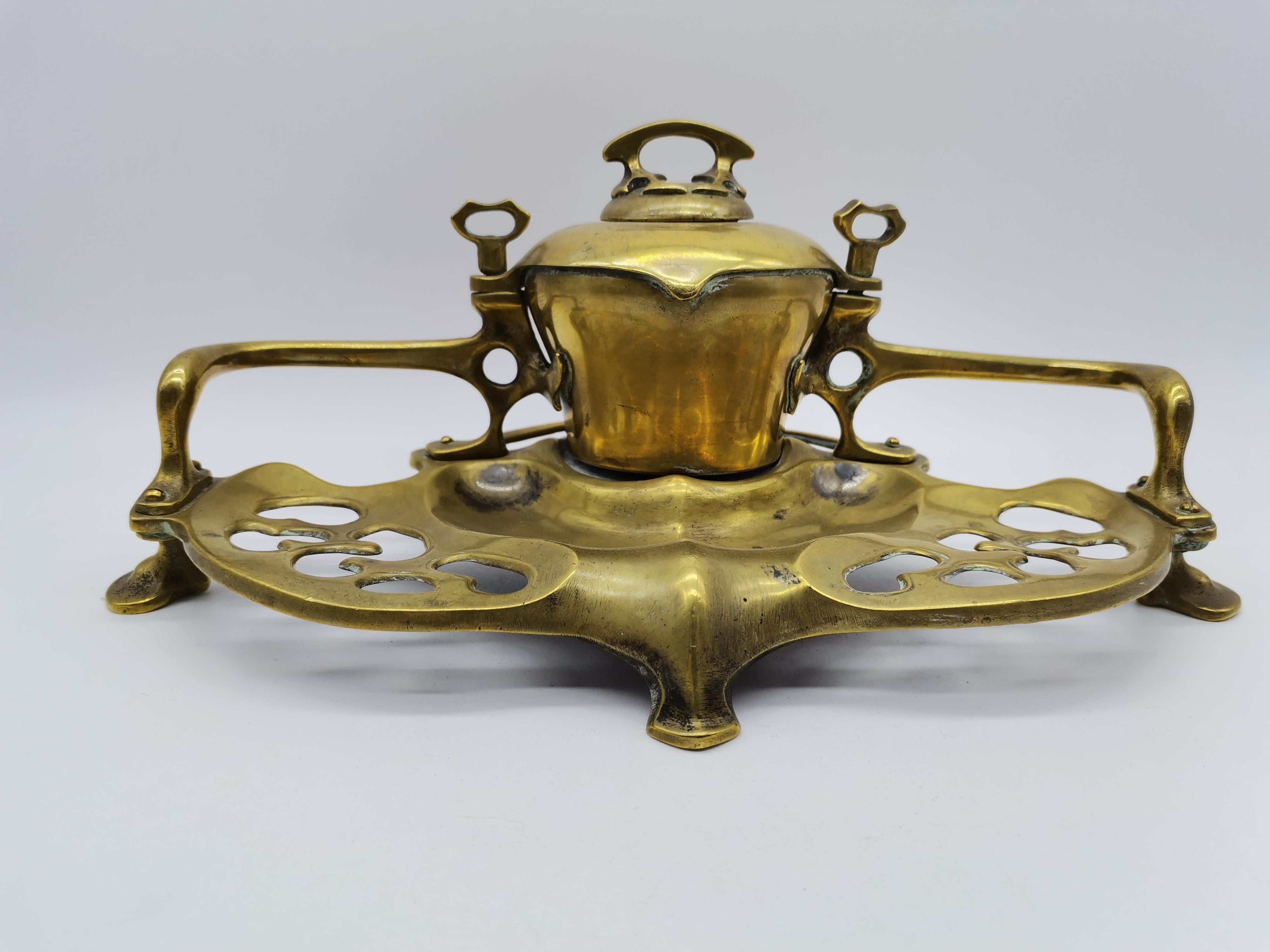 Early 20th Century Art Nouveau Desk Set Brass