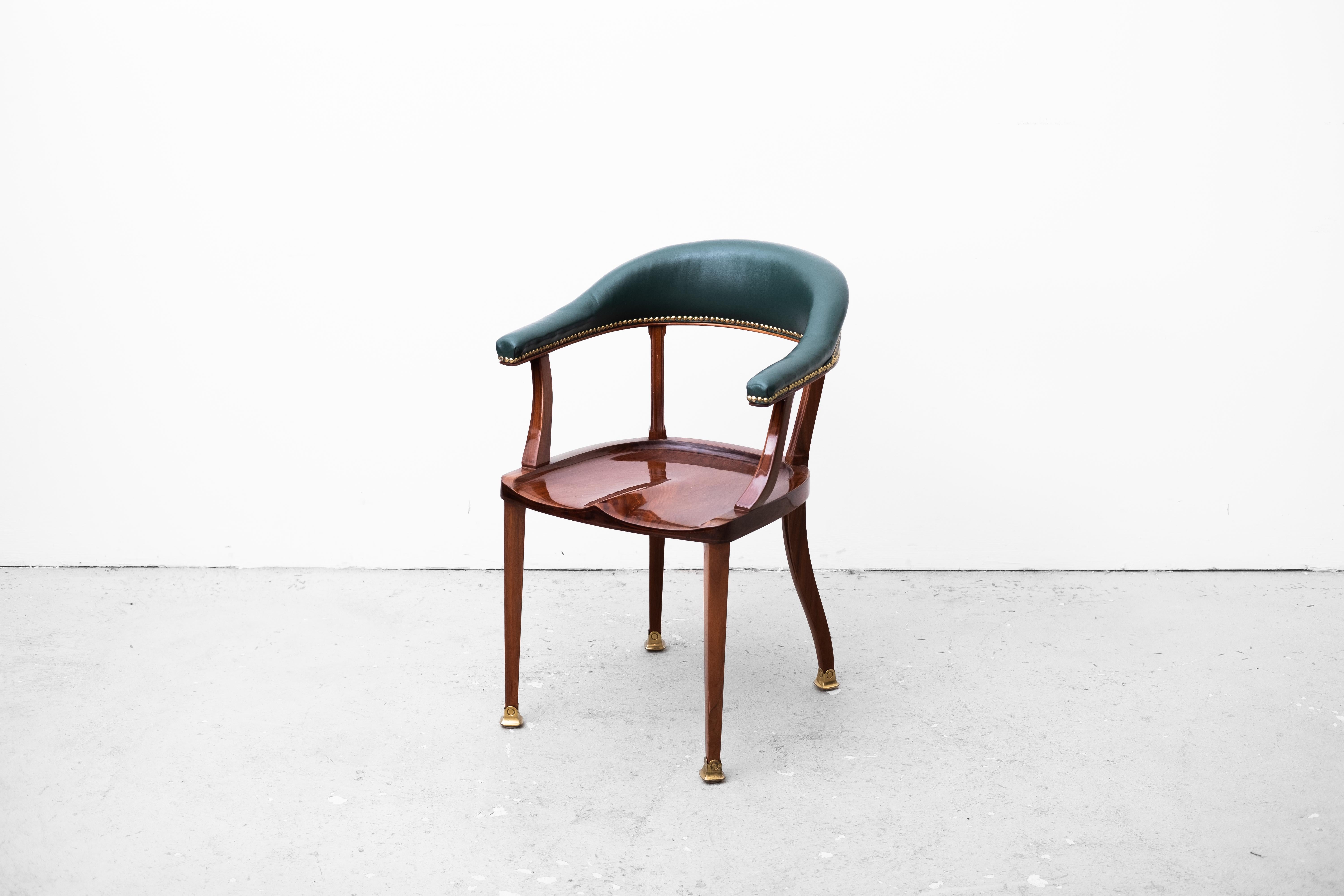 Veneer Art Nouveau desk with armchair Robert Fix Josef Hoffmann Portois & Fix ca. 1901 For Sale
