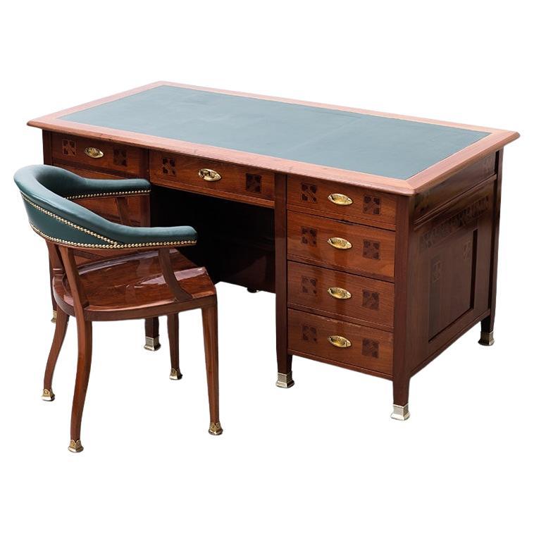 Schreibtisch im Jugendstil mit Sessel Robert Fix Josef Hoffmann Portois & Fix ca. 1901