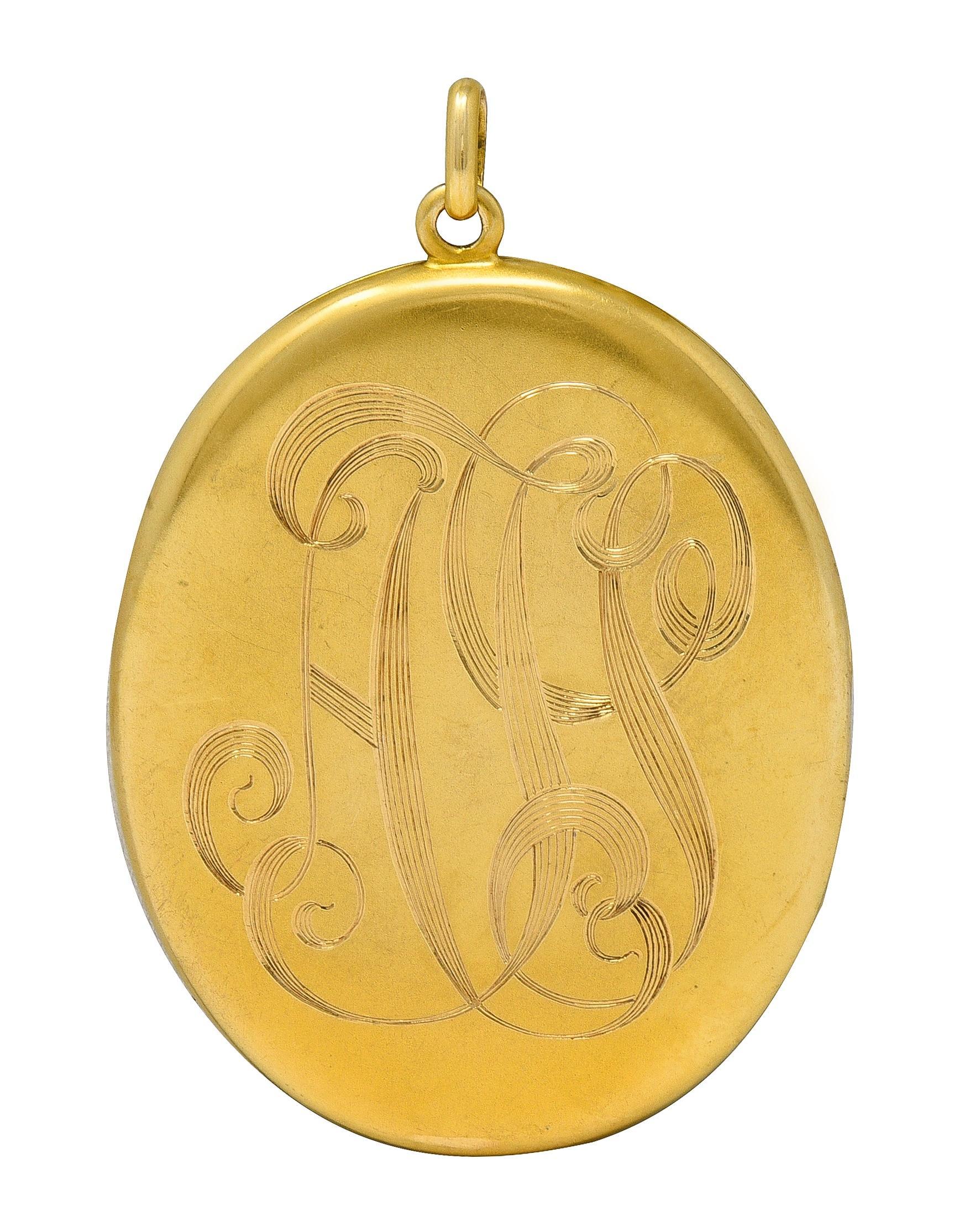 Art Nouveau Diamond 14 Karat Yellow Gold Antique Lady Locket Pendant In Excellent Condition For Sale In Philadelphia, PA