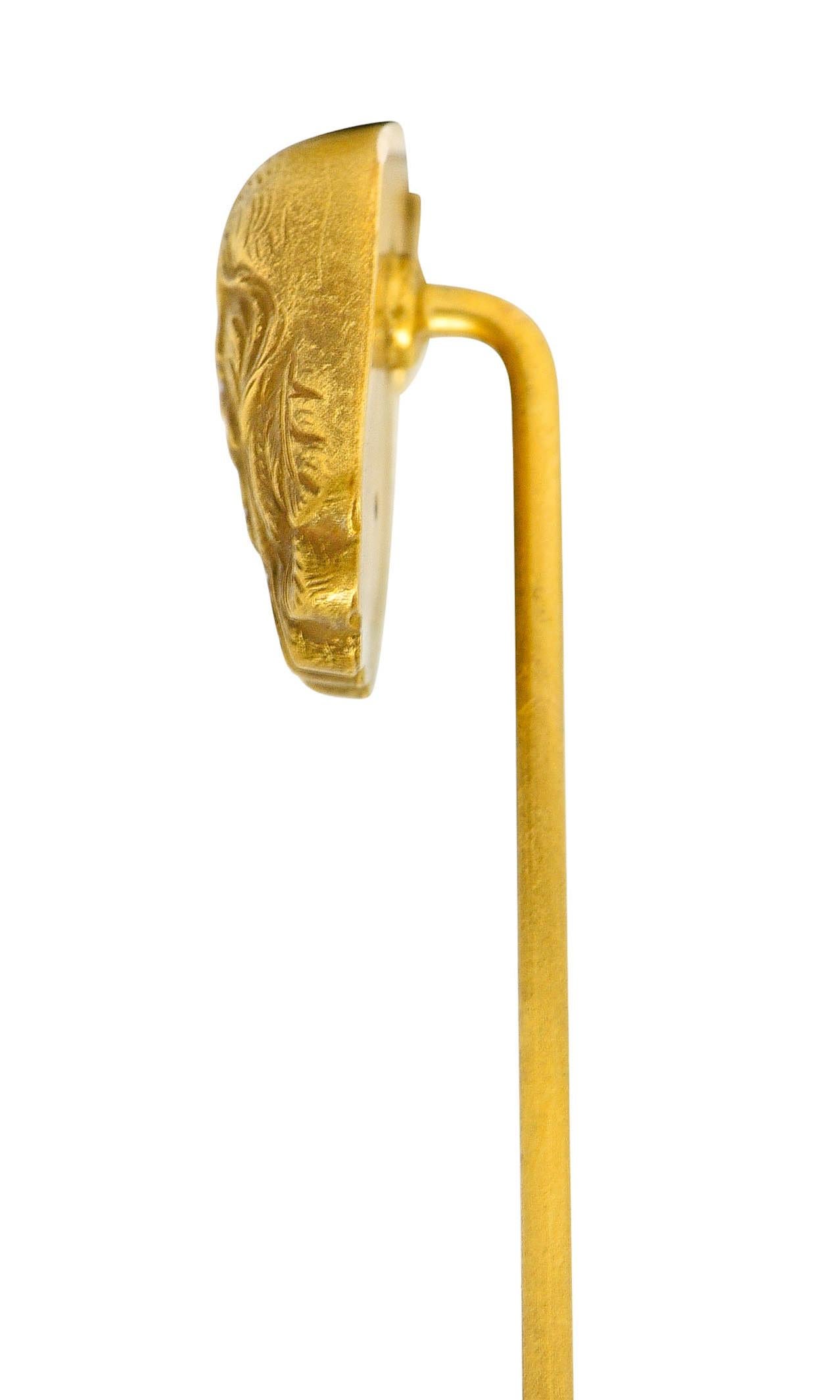 Women's or Men's Art Nouveau Diamond 14 Karat Yellow Gold Eagle Bust Stickpin