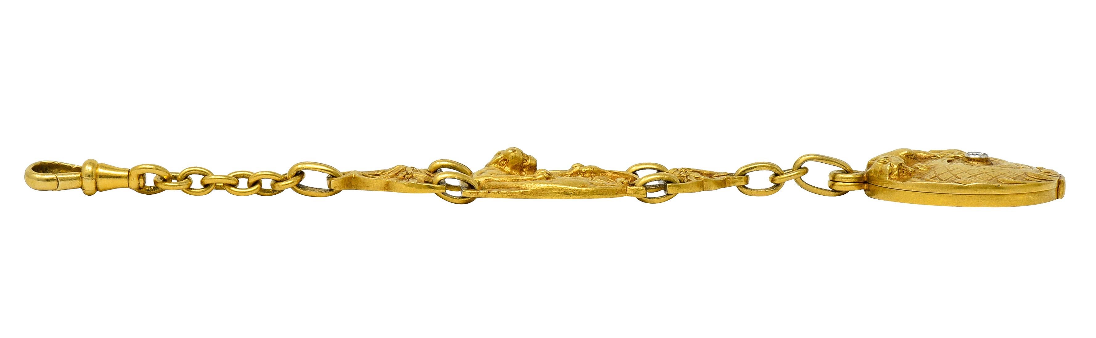 Art Nouveau Diamond 18 Karat Gold Jaguar Locket Pendant 6