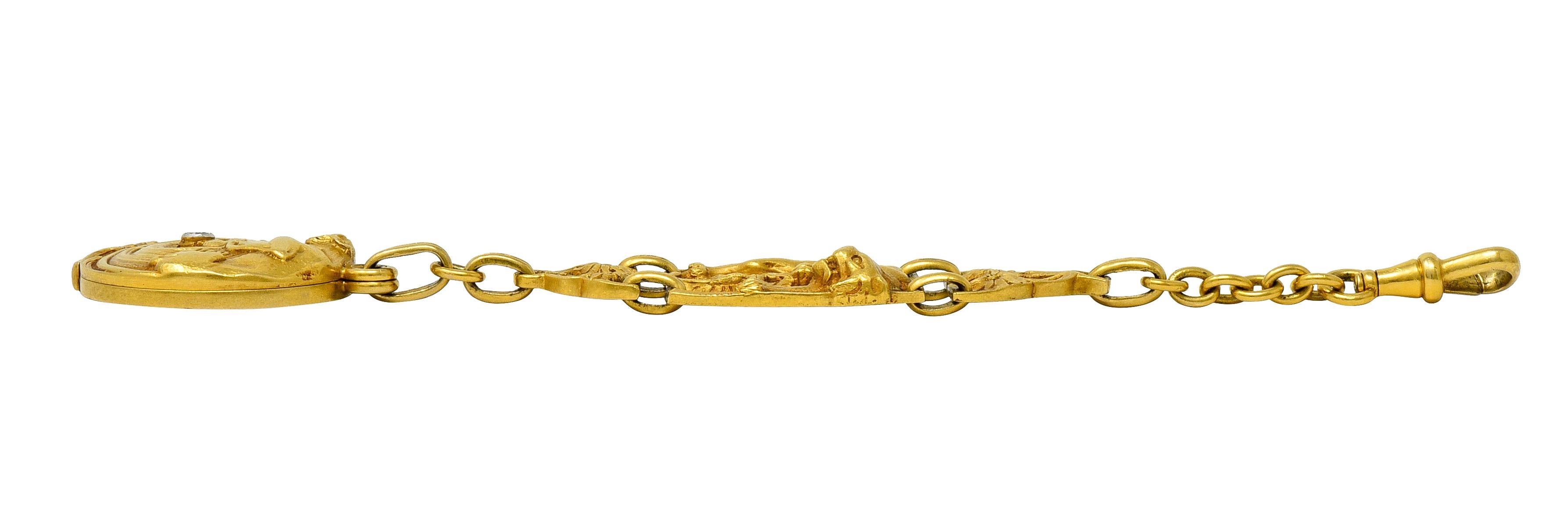 Art Nouveau Diamond 18 Karat Gold Jaguar Locket Pendant 7