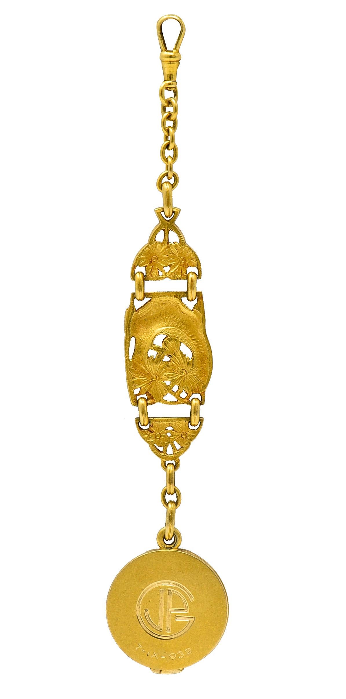 Art Nouveau Diamond 18 Karat Gold Jaguar Locket Pendant In Excellent Condition In Philadelphia, PA