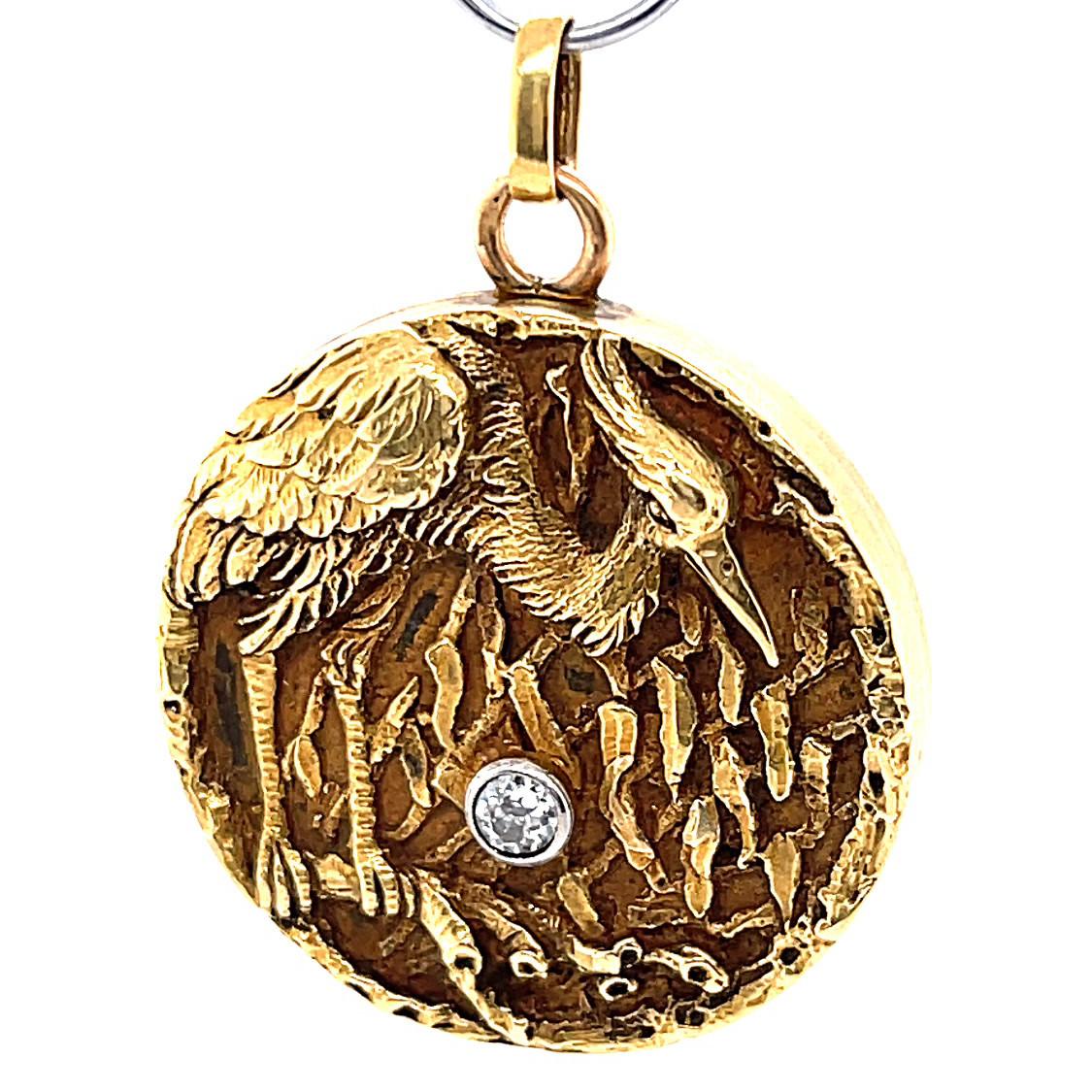 Art Nouveau Diamond 18 Karat Gold Locket In Excellent Condition In Beverly Hills, CA