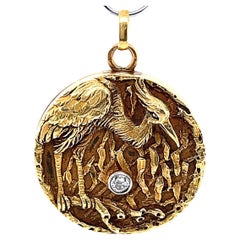 Médaillon Art Nouveau en or 18 carats avec diamants